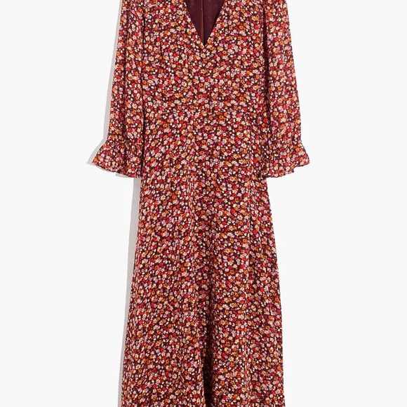 Madewell Long-Sleeve Crossover Midi Dress in Clipdot Spring Prairie - Picture 3 of 6
